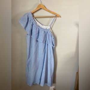 Elegant One-Shoulder Blue Dress